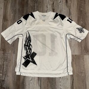 Jaded London White Mesh Short-Sleeve Jersey with Black Trim